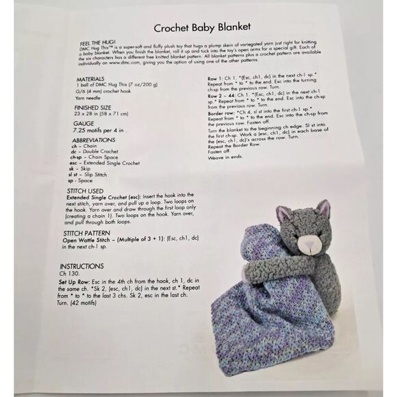 DMC Hug This! Knitting & Crochet Yarn Kit with Lamb Toy New In Box Baby Blanket - Picture 2 of 10